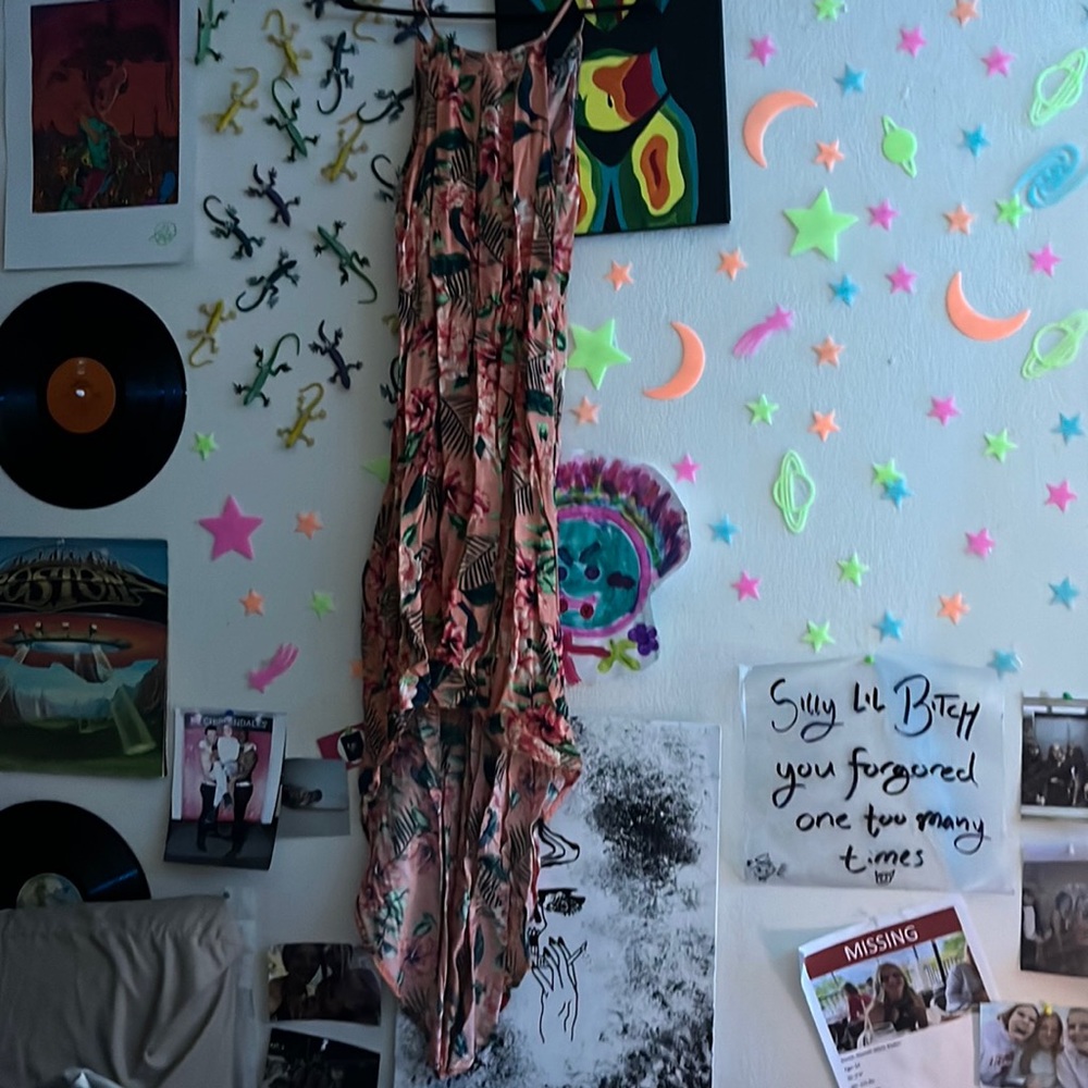 long dress, small, very summery, good quality.